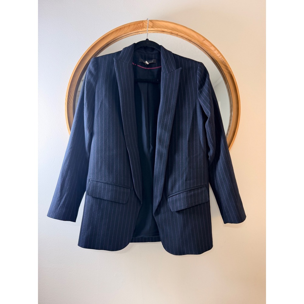 White House Black Market Blazer Navy Purple Excellent Pinstripe Tailored